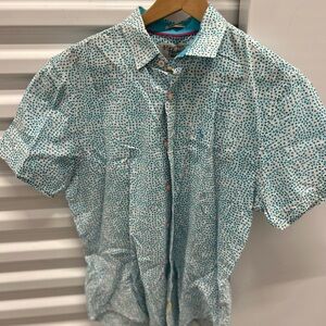Original Penguin Blue/White/Pink Short Sleeve Button Down Shirt